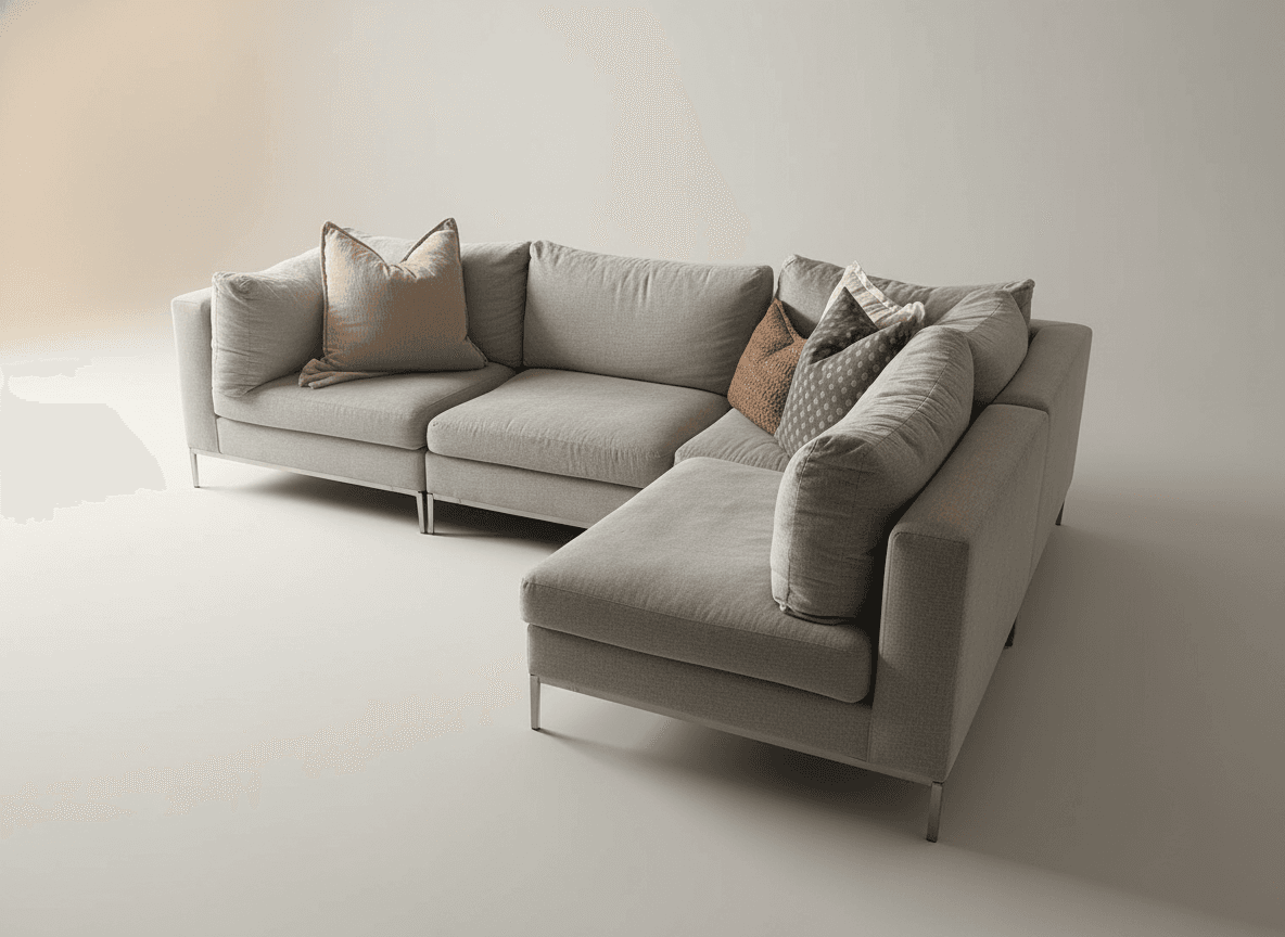 Modular L-Shaped Sectional Sofa, Gray Fabric, 4-Piece with Chaise, Used Good